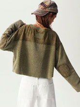 Women's Casual Solid Color Knitted Crew Neck Long Sleeve Loose T-Shirt